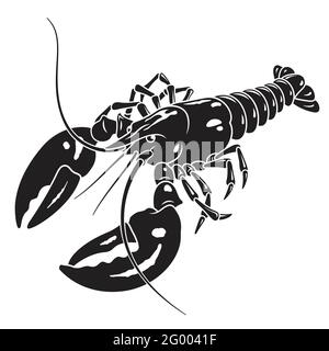 Silhouette vectorielle de homard isolée sur blanc Illustration de Vecteur