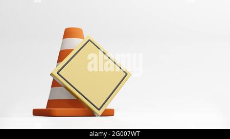 Cônes de signalisation routière cônes de route et rendu 3d de signalisation routière Banque D'Images