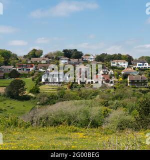 Maisons sur la côte du kent près de douvres et St Margarets Bay, Douvres, Kent, angleterre Banque D'Images