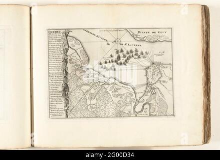 Attaque sur Québec, 1690; Québec, ville de l'Amérique septrionale, danse la Nouvelle France (...); les Forces de l'Europe, Asie, Afrique et Amérique, ou Description des Principales vives avec leurs fortifications. Dessignées par LES MEILLEURS ingénieurs, fête privée celles qui sont sous la domination de la France (...) Et des commandes des plusieurs Superbes Edifes. Attaque par des navires anglais contre les Français dans la ville de Québec, l'attaque est piégée, 16-22 octobre 1690. Carte de Québc et des environs avec la flotte anglaise à Saint Lawrencerivier pour la ville. Plaque n° 160 sur l'image de la c Banque D'Images