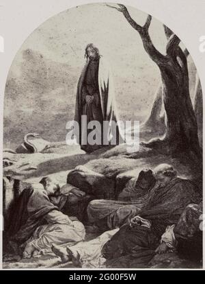 Production photo de peinture par Paul Delaroche : le Christ et Gethsemane. Banque D'Images