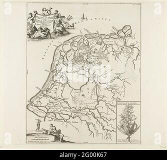 Carte historique des pays-Bas avec les zones de la Batava et des Frison; Type Frison (...) Insulae Batavorum. Carte des zones frisonnes et Bataviennes. En bas à droite d'une cartouche avec une représentation d'une plante. Partie des 16 cartes du pays et des frison fabriquées avant et incluses dans M. Atting, Descriptio Ant. Agri Batavi et Frisii, art. Notitia germe. Infer., 2 parties, 1697-1700. Réutilisée à F. Halma, stade des pays-Bas et paysages dépendants, dictionnaire général historique, généalogique, géographique et politique, 2 parties, 1725. Accordent Banque D'Images