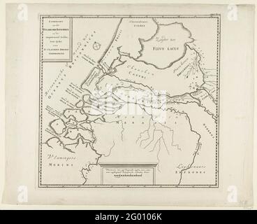 Carte historique des pays-Bas avec les zones de la Batava et des Frisons; carte de l'Eyland de Batavieren et des peuples voisins, Tyde de de N. Claudius Drusus Germanicus. Carte historique des pays-Bas avec les zones de la batava. Partie des 8 billets à G. van Loon, Aloude Hollandsche Historisi ... Depuis l'arrivée de la Batavieren dans ... Hollande, 2 parties, à Pieter de Hond, la Haye 1734. Selon l'inscription Posté dans: Partie I, fol. 45. Banque D'Images