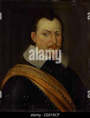 Portrait de Louis Henry, prince de Nassau-Dillenburg. Portrait de Lodewijk Hendrik (1594-1661), prince de Nassau-Dillenburg. Buste à droite, en armure. Partie de la série de portraits de la maison Honisselaarsdijk. Banque D'Images