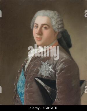 Portrait de Louis de Bourbon (1729-65), Dauphin de France. Portrait de Louis de Bourbon (1729-65), Dauphin de France. Fils de Lodewijk XV, père de Lodewijk XVI, Louis XVIII et Charles X. Halven à gauche, considéré. La couture sous le bras gauche. Fait partie de la collection pastels. Banque D'Images