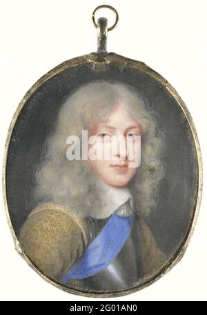 Jacobus II (1633-1701), le plus récent roi d'Angleterre, à un jeune âge. Portrait de Jacobus II (1633-1701), le plus récent roi d'Angleterre, à un jeune âge. Buste, à droite. Fait partie de la collection de portraits miniaturen. Banque D'Images