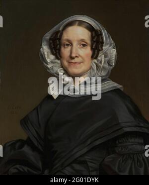 Aryna van der Pot (1786-1850). Épouse ou N. J. A. C. Hoffmann. Portrait d'aryna van der pot, épouse de n.j.a.c. Hoffmann. La moitié, assis, un chapeau blanc sur la tête. Banque D'Images