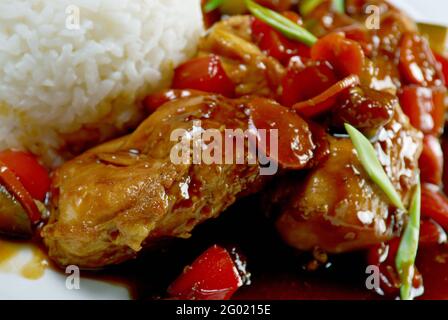 Hong Shao Rou - porc braisé rouge avec riz. Cuisine chinoise Banque D'Images