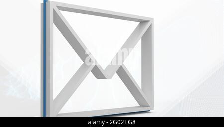 Composition de l'icône d'e-mail d'enveloppe blanche 3d sur fond blanc Banque D'Images