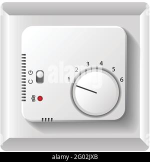 panneau vectoriel réaliste de l'interrupteur du thermostat. Tableau de commande de chauffage et de climatisation. Illustration d'icône isolée. Illustration de Vecteur