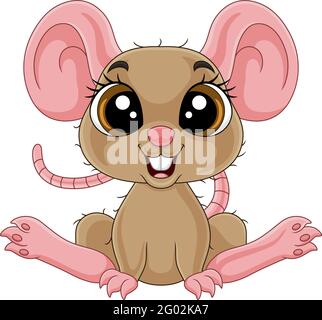 Dessin animé mignon petite souris assis Illustration de Vecteur