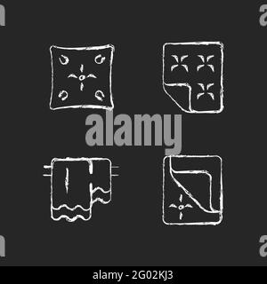 Les icônes blanches de la craie des tissus ménagers sont placées sur un arrière-plan sombre Illustration de Vecteur