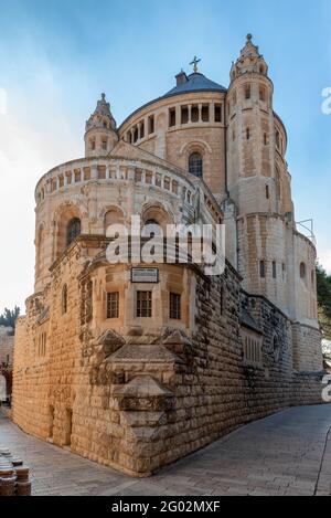 Abbaye de Dormition au coucher du soleil, vieille ville de Jérusalem. Israël. Banque D'Images