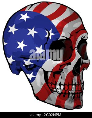 Drapeau américain peint sur un crâne Illustration de Vecteur