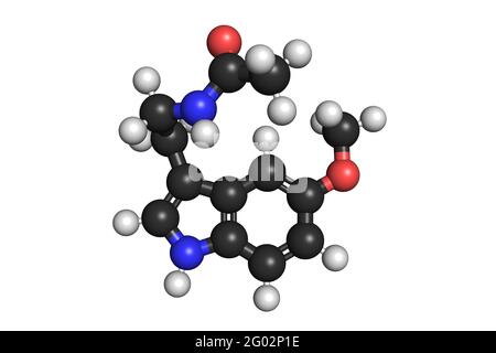 La molécule d'hormone de mélatonine 3D rend la structure chimique Banque D'Images