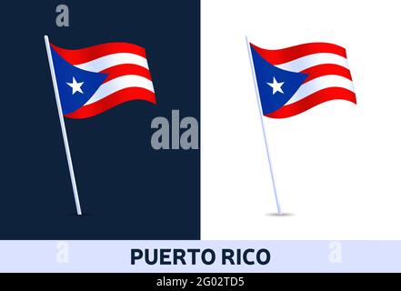 drapeau vecteur porto rico. Pavillon national italien agité isolé sur fond blanc et sombre. Couleurs officielles et proportion du drapeau. Vecteur illustrat Illustration de Vecteur