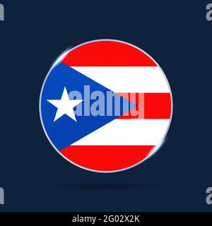 icône du bouton cercle du drapeau national de porto rico. Drapeau simple, couleurs officielles et proportion correctement. Illustration vectorielle plate. Illustration de Vecteur