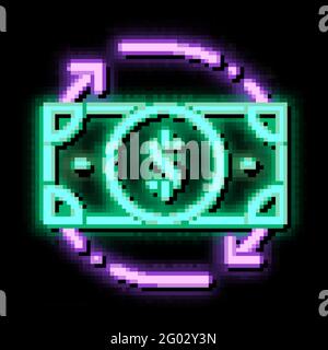 Billet de banque Dollar et autour des flèches néon icône de lueur illustration Illustration de Vecteur