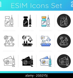 Ensemble d'icônes de production de vaccins Illustration de Vecteur