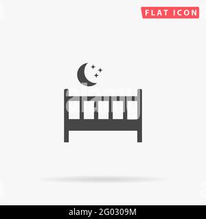 Icône vecteur plat de lit bébé Cot. Illustrations dessinées à la main. Illustration de Vecteur