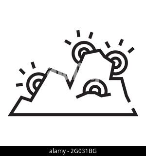 Pièces abstraites pour l'exploitation minière dans le contour de la montagne icône isolée sur fond blanc. Illustration de Vecteur