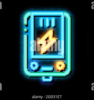 Illustration de l'icône de préchauffage au néon du système de chauffage du bloc principal électronique Illustration de Vecteur