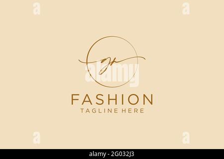 GR logo féminin beauté monogramme et élégant logo design, écriture logo de la signature initiale, mariage, mode, floral et botanique avec la création Illustration de Vecteur