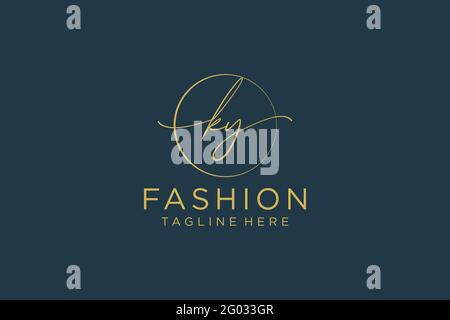 KY logo féminine beauté monogramme et élégant logo design, écriture logo de la signature initiale, mariage, mode, floral et botanique avec la création Illustration de Vecteur