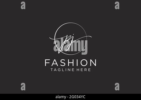 PJ logo féminin beauté monogramme et élégant logo design, écriture logo de la signature initiale, mariage, mode, floral et botanique avec la création Illustration de Vecteur