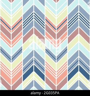 Motif à chevrons à géométrie vectorielle sans couture, mosaïque zigzag en bleu et marron. Arrière-plan géométrique pour le tissu, le scrapbooking, le papier peint, l'emballage. Illustration de Vecteur