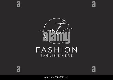 Mt logo féminin beauté monogramme et élégant logo design, écriture logo de la signature initiale, mariage, mode, floral et botanique avec la création Illustration de Vecteur