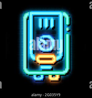 Illustration de l'icône de l'équipement du système de chauffage de chaudière gaz au néon Illustration de Vecteur