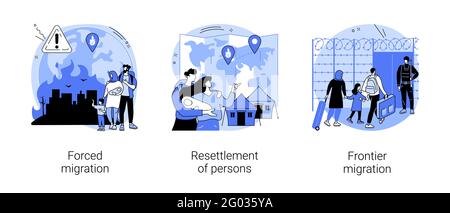 Déménagement à l'étranger illustrations vectorielles abstraites de concept. Illustration de Vecteur