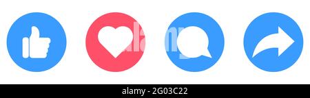 Pouce vers le haut, cœur, commentaire reposter icônes Illustration vectorielle Illustration de Vecteur