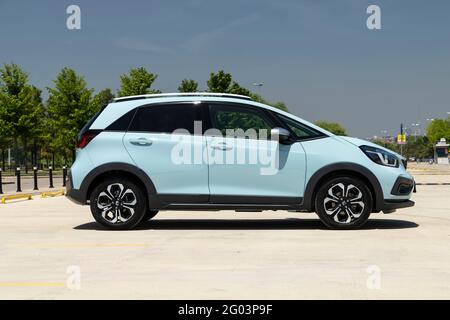 La Honda Jazz est une voiture sous-compacte à cinq portes, à moteur avant et à traction avant, de catégorie B, fabriquée et commercialisée par Honda. Banque D'Images