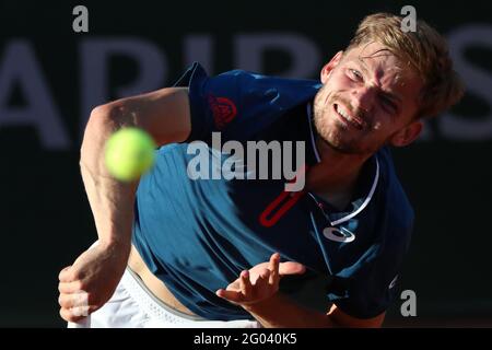 David Goffin belge photographié en action lors d'un premier tour Jeu du tournoi de singles hommes entre Belge Goffin (ATP 13) et Musetti italien Banque D'Images