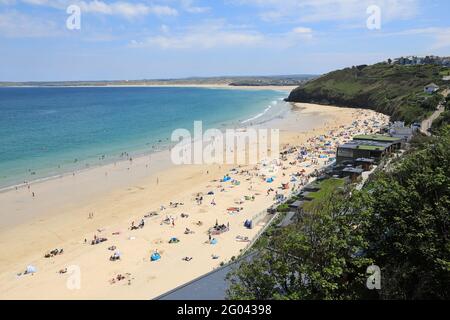 Le cadre magnifique de l'hôtel et domaine de Carbis Bay, qui accueillera le prochain sommet du G7, du 11 au 13 juin, près de St Ives, en Cornouailles, au Royaume-Uni Banque D'Images