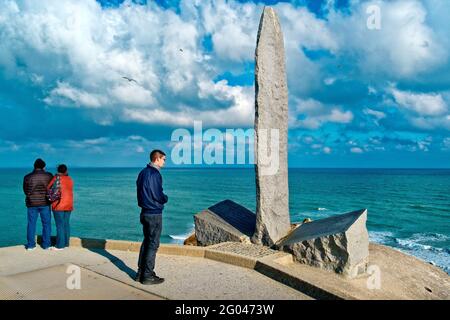 FRANCE. CALVADOS(14). CRICQUEVILLE-EN-BESSIN. LA POINTE DU HOC Banque D'Images