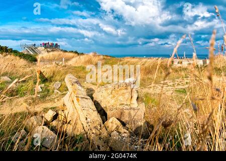 FRANCE. CALVADOS(14). CRICQUEVILLE-EN-BESSIN. LA POINTE DU HOC Banque D'Images