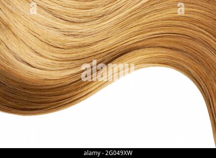 Cheveux longs et ondulés blond sur blanc Banque D'Images