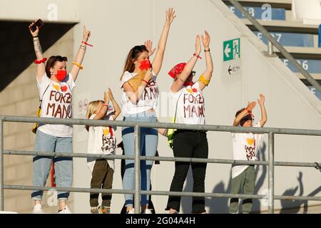 Reggio Emilia, Italie. 30 mai 2021. Roma Supporters pendant les finales - AC Milan vs AS Roma, Italien Coppa Italia Match de football féminin à Reggio Emilia, Italie, Mai 30 2021 crédit: Independent photo Agency/Alay Live News Banque D'Images