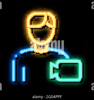 Illustration de l'icône de lueur néon Human Talent, opérateur vidéo Illustration de Vecteur