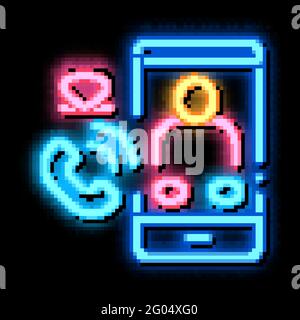 Illustration de l'icône de l'appel de téléphone romantique au néon Illustration de Vecteur