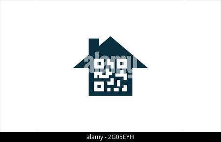 QR Code Home House icône logo design illustration symbole vectoriel Illustration de Vecteur