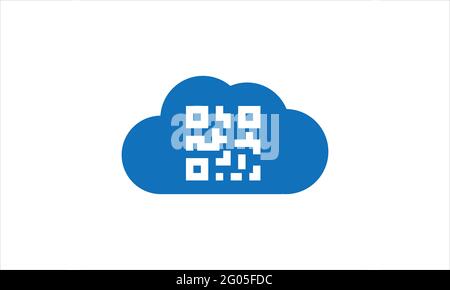 Code QR Code Code barre Cloud logo icône Design Cloud logo illustration Illustration de Vecteur