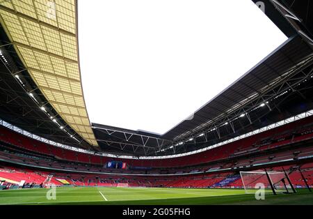 Photo du dossier datée du 29-05-2021 d'une vue générale du stade Wembley, Londres. Date de la photo: Samedi 29 mai 2021. Date de publication : le mardi 1er juin 2021. Banque D'Images