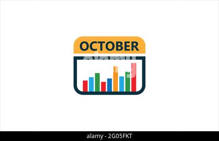 Graphique à barres d'octobre graphique Calendrier logo icône Illustration du design Illustration de Vecteur