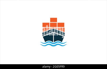 Transport maritime transport expédition Cargo bateau icône vecteur logo concept De l'illustration de l'affiche du bateau de chargement Illustration de Vecteur