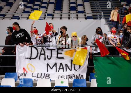 Reggio Emilia, Italie. 30 mai 2021. EN TANT que Roma Supporters pendant les finales - AC Milan vs AS Roma, Italian Coppa Italia football match à Reggio Emilia, Italie, Mai 30 2021 crédit: Independent photo Agency/Alay Live News Banque D'Images