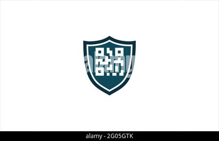 Illustration du modèle de conception de code QR / code-barres et logo Shield symbole Illustration de Vecteur